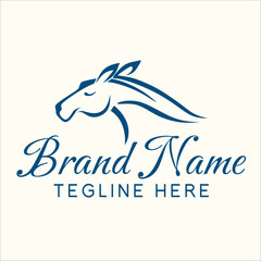 simple horse logo design. running horse line art illustration