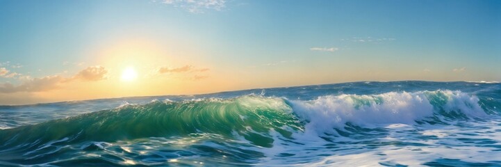 "Midday Serenity: Coastal Wave Panorama"