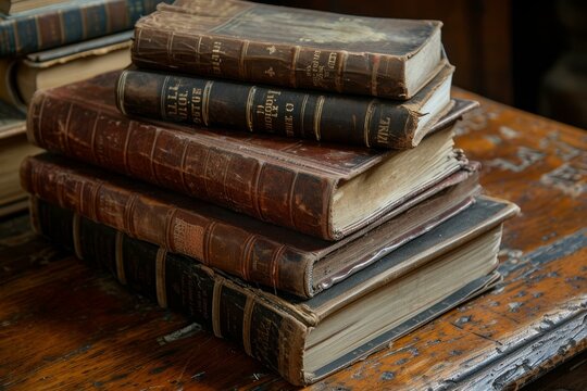 Valuable Antique books. Open ancient library. Generate Ai