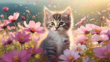cat and flowers - Powered by Adobe