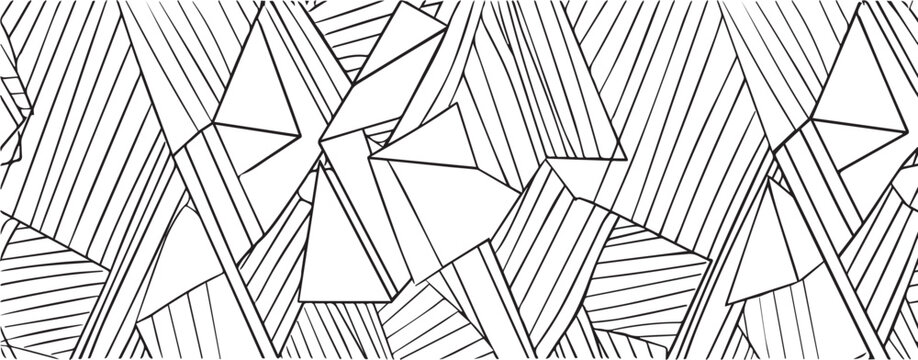 angular geometric shapes, triangles, and irregular figures pattern, black vector