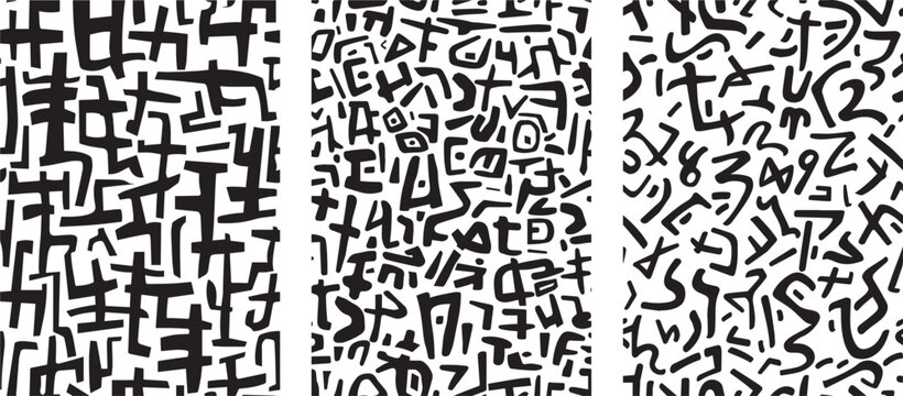 memphis pattern style with irregular abstract shapes, black vector