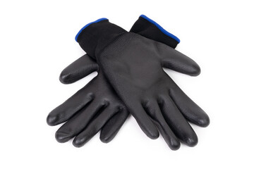 Black PU Work Gloves Crossed on White