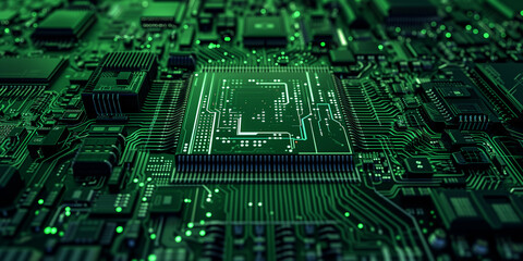 Fototapeta premium A computer circuit board or circuitboard tech concept