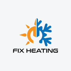cooling and heating plumbing system logo design vector