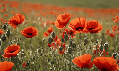 field of red poppies