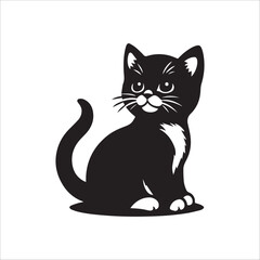 kitten black and white design,  Kitten silhouette design
