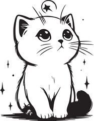 kitten black and white design,  Kitten design logo