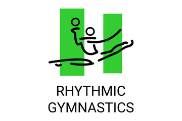 Rhythmic gymnastic sport vector line icon. practice gymnastic. sport pictogram, vector illustration.