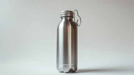 Aluminum water bottle alone on a white background
