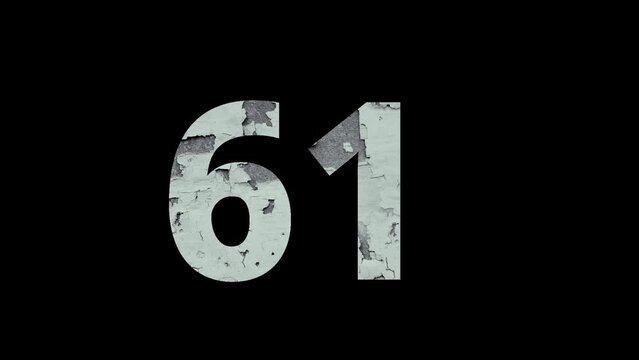 Number 61 from fire and ashes with alpha channel, sixty one, numberology