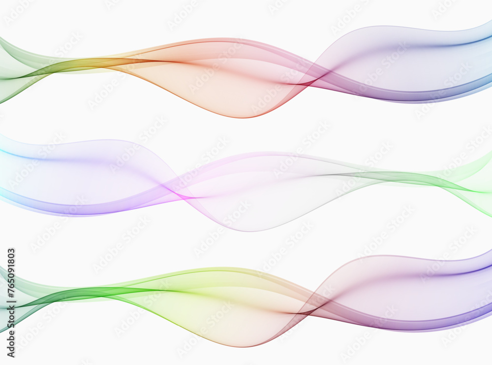 Wall mural abstract smooth web wave, light speed transparent border set, modern layout.
