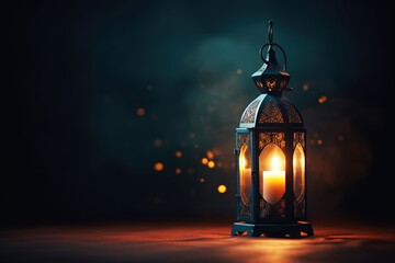 generated illustration of illuminated Traditional Ramadan Lanterns ,Ornate Arabic lantern.