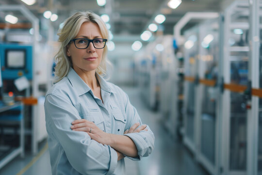 Professional woman in industrial setting