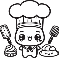 Free vector hand drawn kawaii coloring book illustration