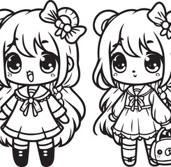 Free vector hand drawn kawaii coloring book illustration