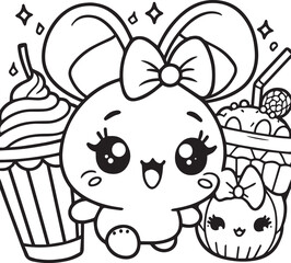 Free vector hand drawn kawaii coloring book illustration