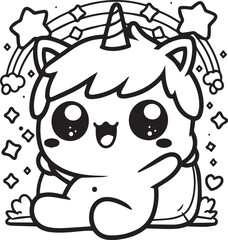 Free vector hand drawn kawaii coloring book illustration