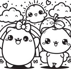Free vector hand drawn kawaii coloring book illustration