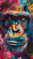 Abstract Gorilla Face Paint Art