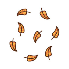 set of leaves illustration isolated on white background. cartoon illustration of flying leaves isolated on white background.
