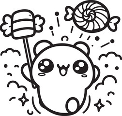 Free vector hand drawn kawaii coloring book illustration