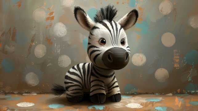  a digital painting of a zebra looking at the camera with a blurry background of circles in the foreground.