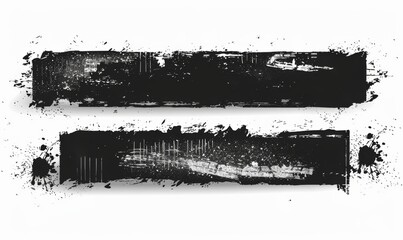 Obraz premium Grunge black banner. Template for your modern designs. Brushed grungy painted lines.