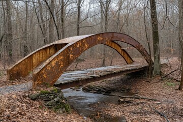 Geometric Arch rusty bridge isometric. Vintage old. Generate AI