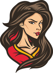 Bold Visionary Leading with Courage through Woman Mascot Art in Vector Form