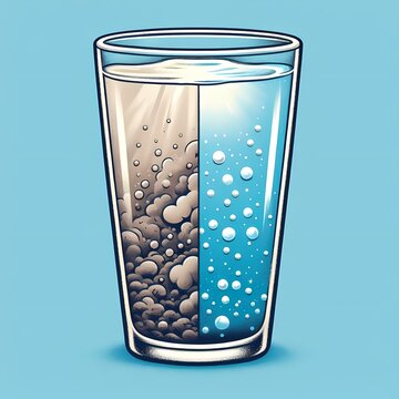 dirty water vs clear water to highlight the importance of clean water sources