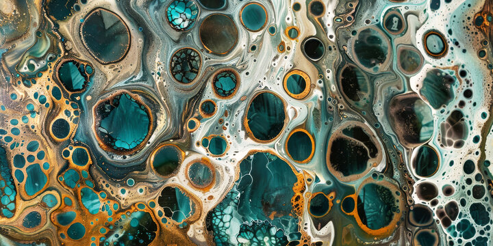 Abstract Acrylic Pour Artwork.
Vivid abstract acrylic pour painting with swirling, intermingling colors and organic cell-like patterns.