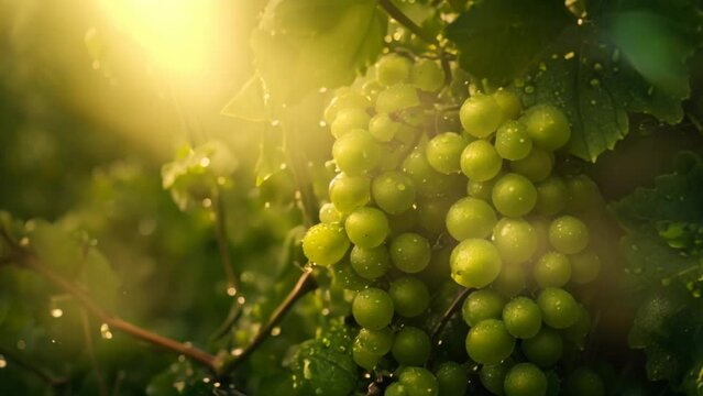 Early Light on Verdant Grapevines. Generative ai