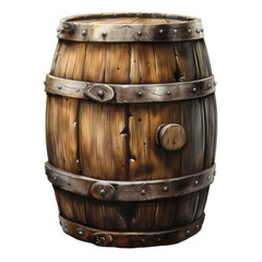 Obraz premium Wooden Barrel, Fantasy Style Game Asset Icon With Transparent Background 