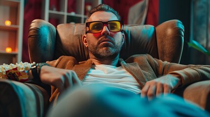 Enjoy a movie with popcorn and 3D glasses in a comfortable armchair.