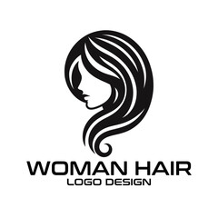 Woman Hair Vector Logo Design