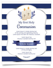 First holy communion invitation. Invitation design for a boy communion