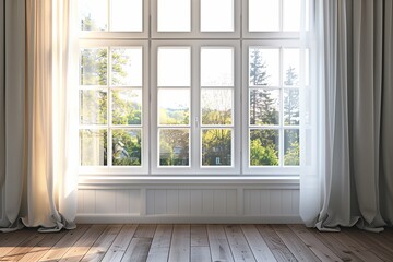 Scandinavian Simplicity: Bright White Window Frames with Functional, Clean Design