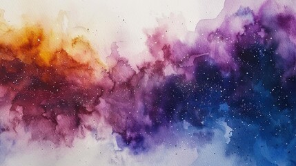 A watercolor galaxy, with stars and nebulae swirling in cosmic colors, against a white canvas - obrazy, fototapety, plakaty