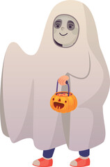 Ghost costume kid. Halloween traditional child outfit