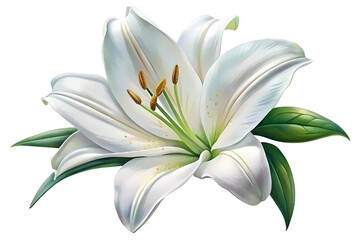 Fototapeta na wymiar Illustration of a White Lily Flower