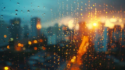 Fotobehang Image of a window with water droplets after rain © VRAYVENUS