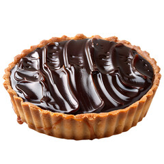 chocolate ganache caramel tart isolated on a white and transparent background 