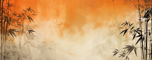 orange bamboo background with grungy texture