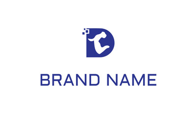 Business corporate letter D logo design vector. Colorful digital letter icon template for technology. Pixel logotype