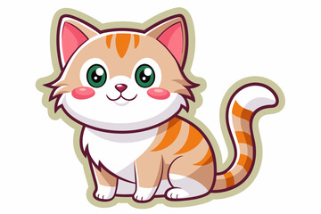 die cut sticker, white background or no background,sweet cat