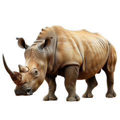 Fototapeta premium Big rhino animal isolated white background. With clipping path