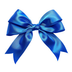 Blue bow with blue ribbon isolated on a white background. With clipping path