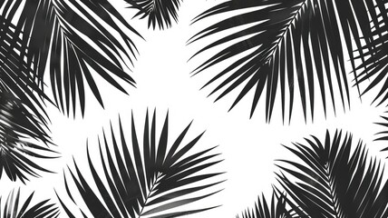Black and white graphic palm leaves pattern - Bold black and white palm leaves forming an intricate and timeless pattern