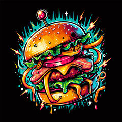 cartoon burger vector illustration 